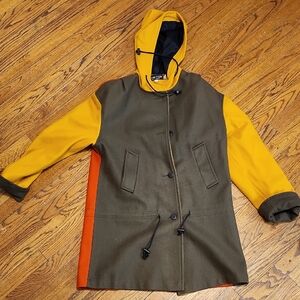 Komitor Wool Olive and Mustard Hooded Jacket UNISEX